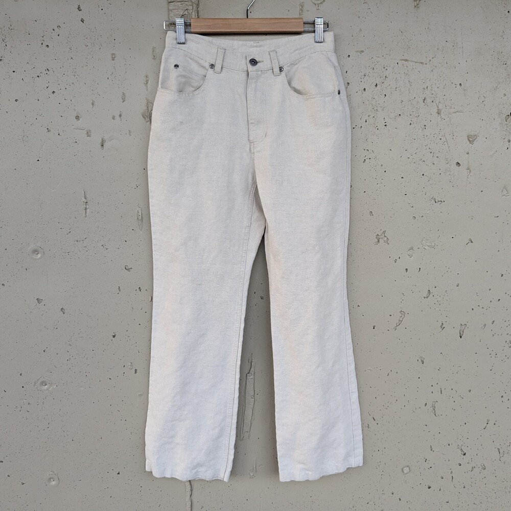 Liz Claiborne Pants Womens 4 Beige Linen Blend Straight Leg Ankle Causal Jeans